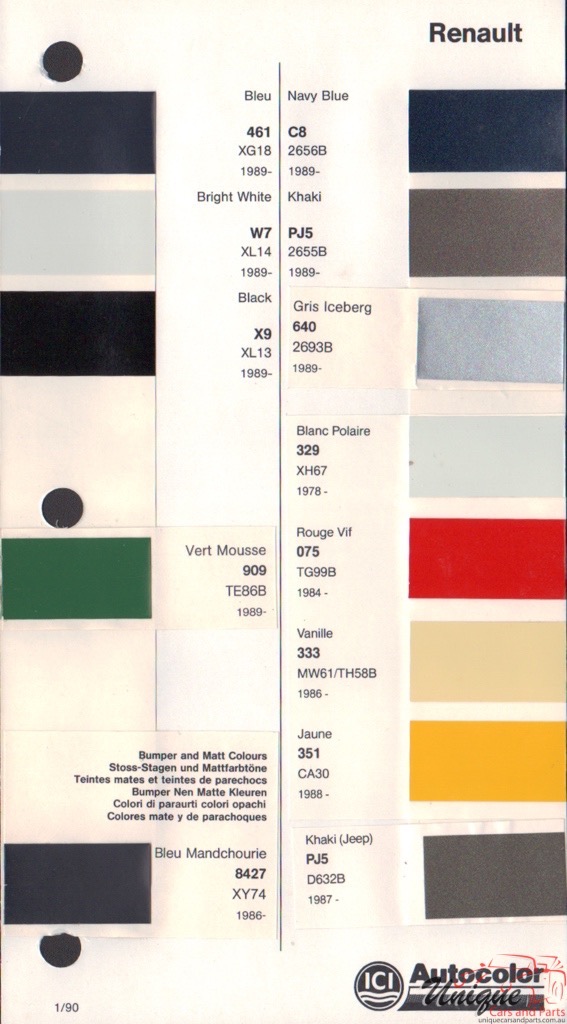 1986-1995 Renault Paint Charts Autocolor 2
